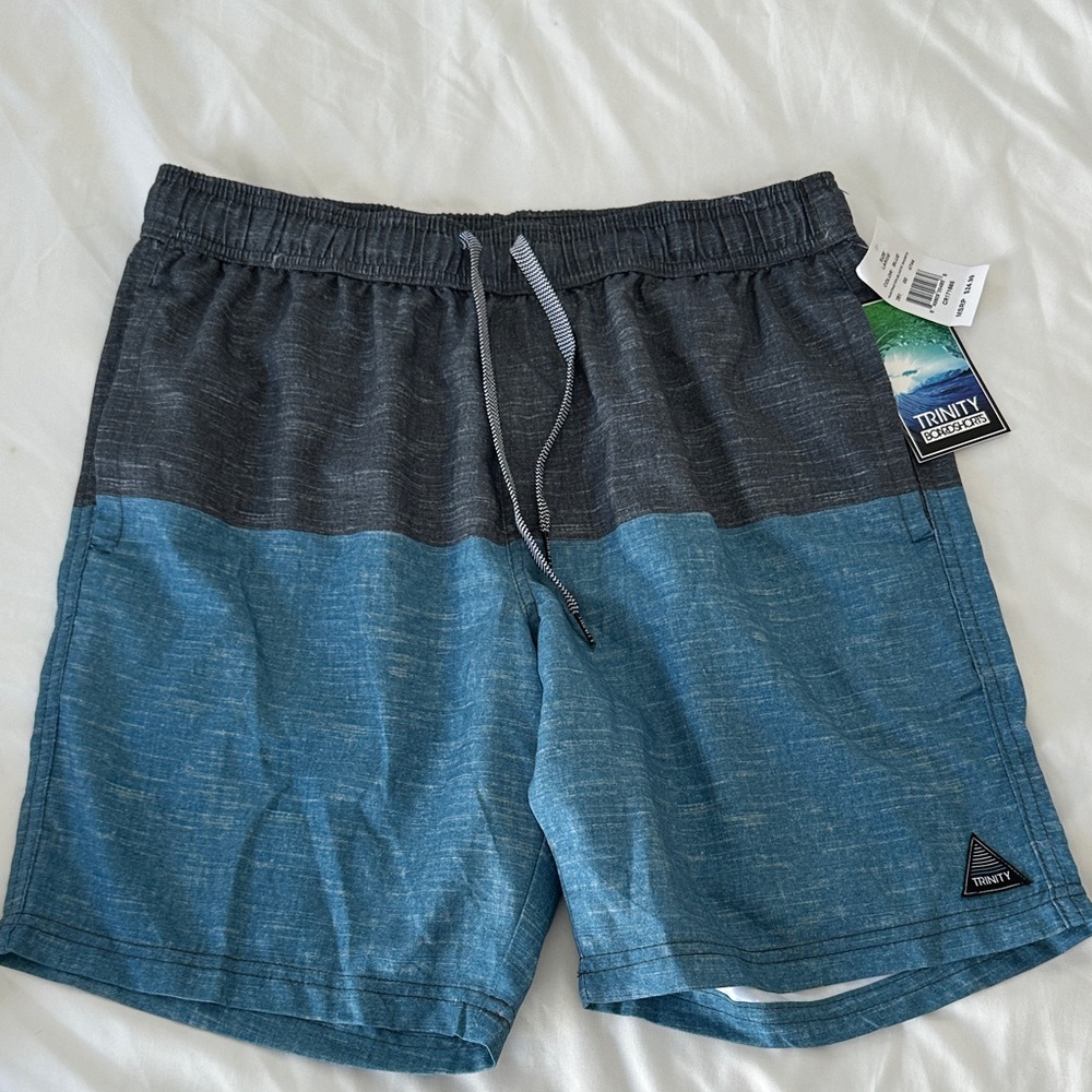NWT Trinity Two-Tone Blue Swim Shorts - Large